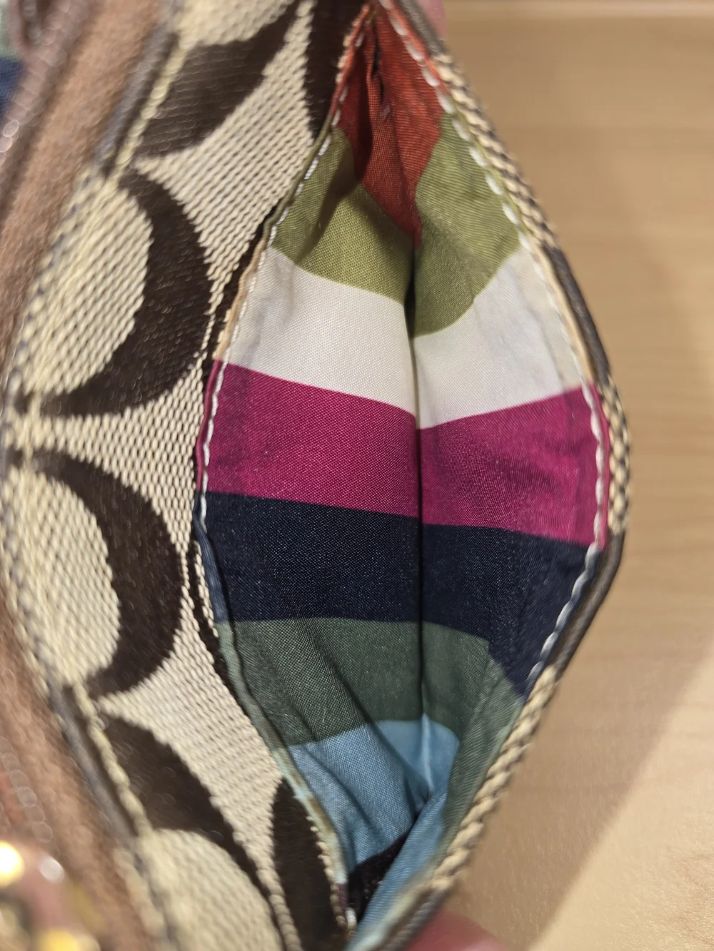 COACH Card Holder Wallet Keyring Legacy Lining